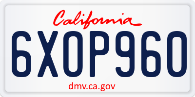 CA license plate 6XOP960