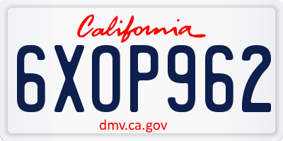 CA license plate 6XOP962