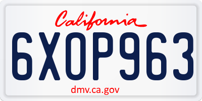 CA license plate 6XOP963