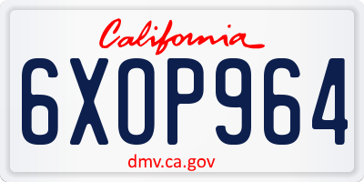 CA license plate 6XOP964