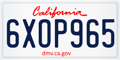 CA license plate 6XOP965