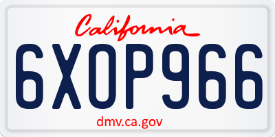 CA license plate 6XOP966
