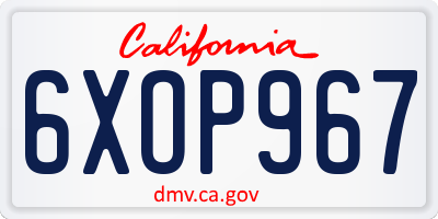 CA license plate 6XOP967
