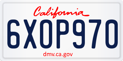 CA license plate 6XOP970