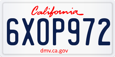 CA license plate 6XOP972