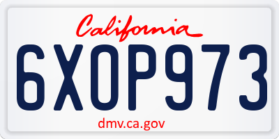 CA license plate 6XOP973