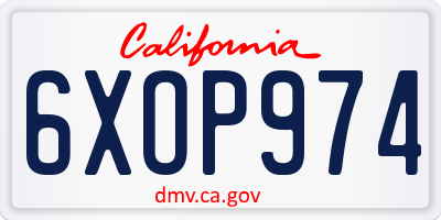 CA license plate 6XOP974