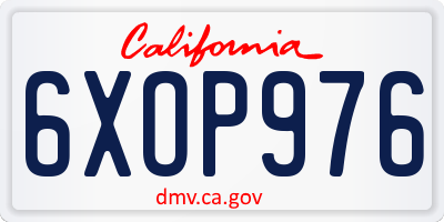 CA license plate 6XOP976