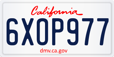 CA license plate 6XOP977