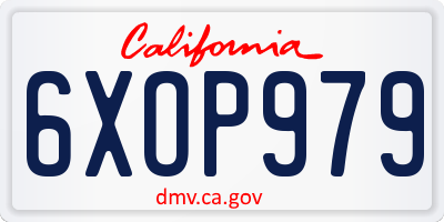 CA license plate 6XOP979