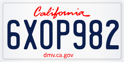 CA license plate 6XOP982