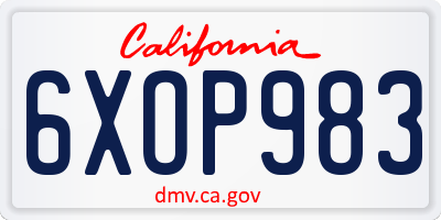 CA license plate 6XOP983