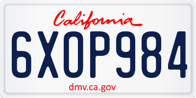 CA license plate 6XOP984