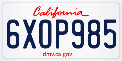 CA license plate 6XOP985