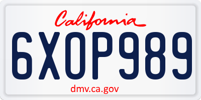 CA license plate 6XOP989