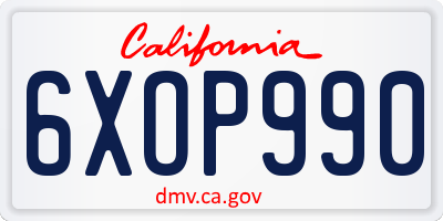 CA license plate 6XOP990