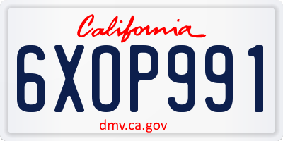 CA license plate 6XOP991