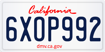 CA license plate 6XOP992
