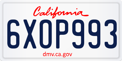 CA license plate 6XOP993
