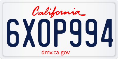 CA license plate 6XOP994