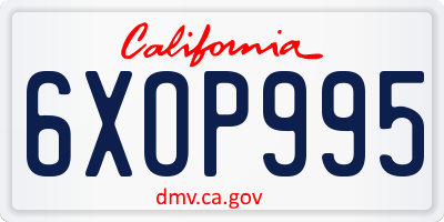 CA license plate 6XOP995