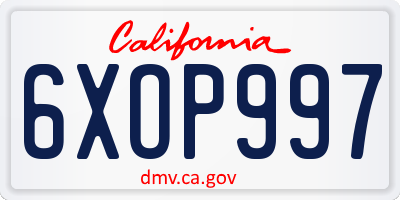 CA license plate 6XOP997