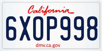 CA license plate 6XOP998