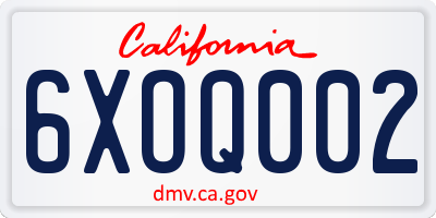 CA license plate 6XOQ002