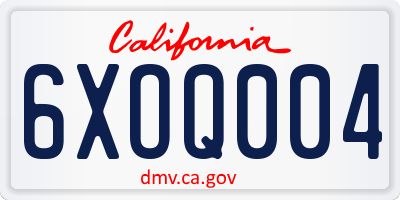 CA license plate 6XOQ004