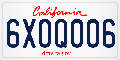 CA license plate 6XOQ006