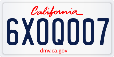 CA license plate 6XOQ007