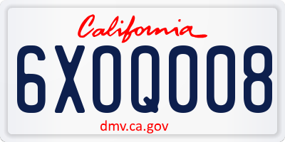CA license plate 6XOQ008