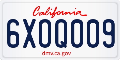 CA license plate 6XOQ009