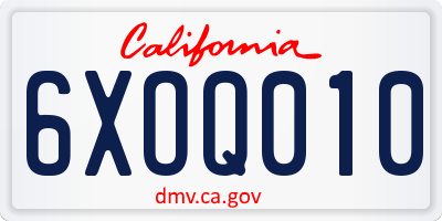 CA license plate 6XOQ010