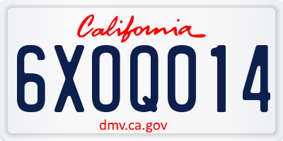 CA license plate 6XOQ014