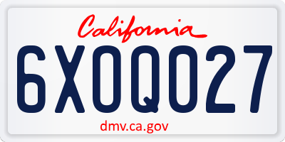 CA license plate 6XOQ027