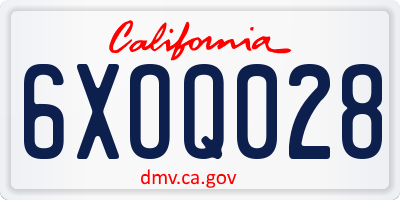 CA license plate 6XOQ028