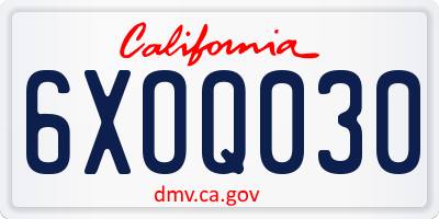 CA license plate 6XOQ030