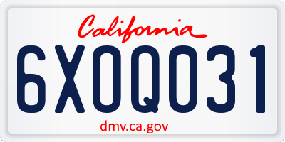 CA license plate 6XOQ031
