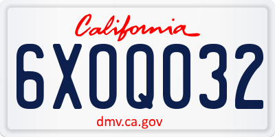 CA license plate 6XOQ032