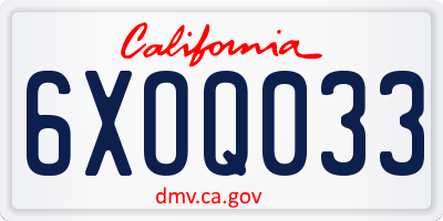 CA license plate 6XOQ033