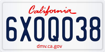 CA license plate 6XOQ038
