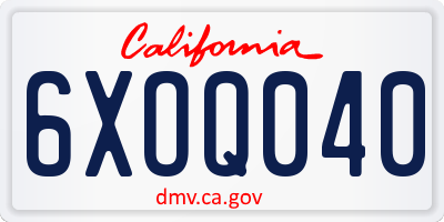 CA license plate 6XOQ040
