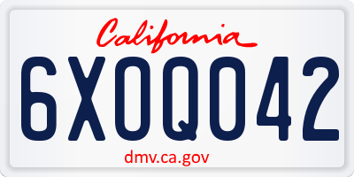 CA license plate 6XOQ042