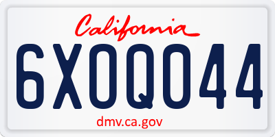 CA license plate 6XOQ044