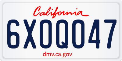 CA license plate 6XOQ047