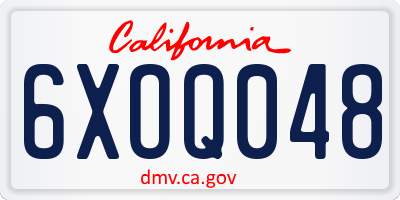 CA license plate 6XOQ048