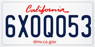 CA license plate 6XOQ053