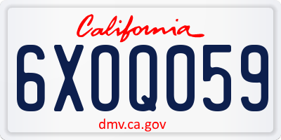 CA license plate 6XOQ059
