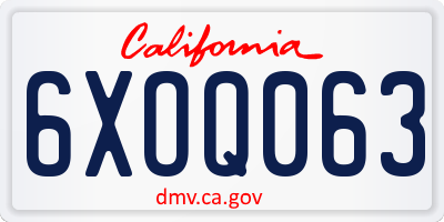 CA license plate 6XOQ063